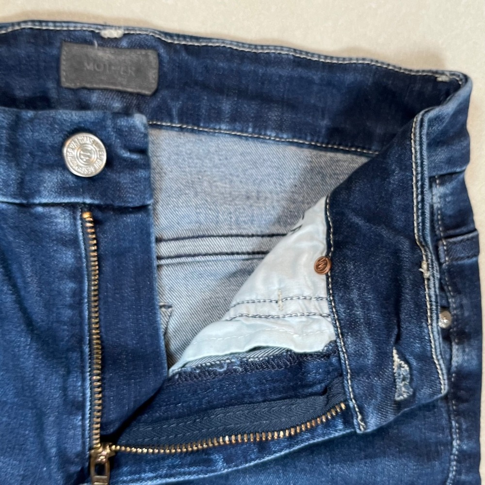 Mother Looker Ankle Fray Jeans Women's Sz 24 Tongue And Chic High Waisted Skinny - Picture 3 of 10